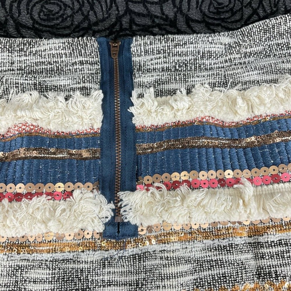 Anthropologie Moulinette Soeurs Skirt Womens Sz 4 Mini Erine Beaded fringe $128 - Picture 3 of 8
